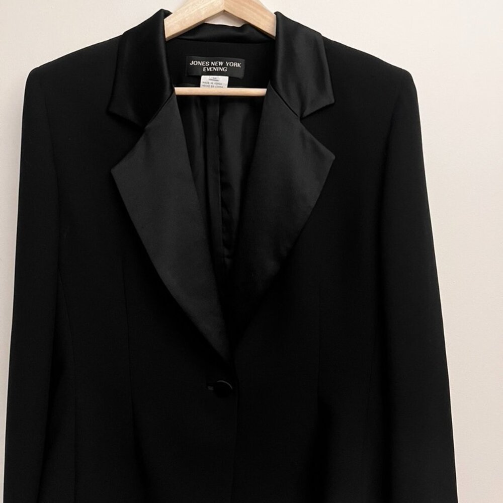 Vintage Jones New York Evening black tuxedo blazer satin lapels Sz 12
